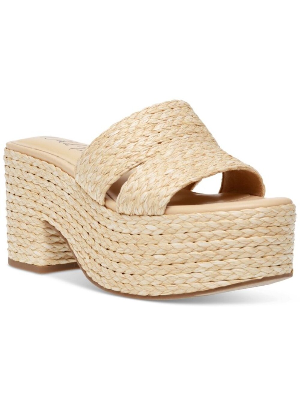 Wild Pair Womens Heeled Slip-on Espadrilles Wedge Sandals Natural Size 9.5M NWB